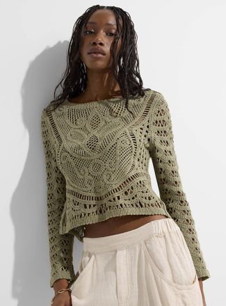 Icone Womens Buttoned back crocheted sweater