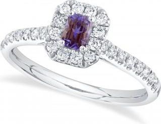 Allurez Emerald-Cut Alexandrite & Diamond Engagement Ring 14K White Gold (0.68ct)