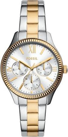 Fossil Rye Multifunction Two Tone Bracelet Watch, 36mm in Silver at Nordstrom Rack