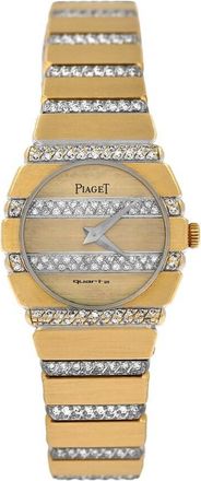 Piaget Pre-owned Piaget Polo 861C705 Diamonds Quartz Gold Dial Ladies Watch 861C705