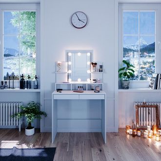 Vicco Tocador Ania, Blanco, 80 Cm Con Iluminaci&oacute;n Led