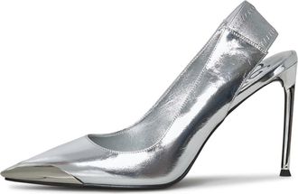 Cesare Gaspari Slingback pumps met hoge hak - Dames - Pumps - Grijs - 38 EU - Leer - Schoenen
