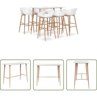 vidaXL Tavolo da bar - Set da Bar 7 pz Bianco