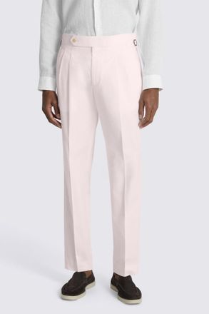 Moss Pale Pink Cotton Pleated Trouser