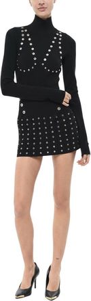 Off-white Black Embellished Turtle Neck Mini Dress