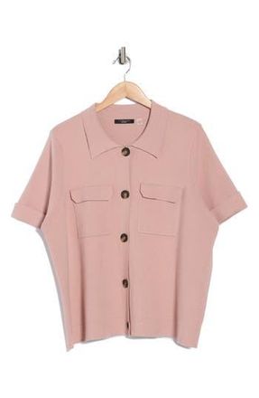 T Tahari Short Sleeve Button Front Cardigan in Dusty Pink at Nordstrom Rack, Size 2X