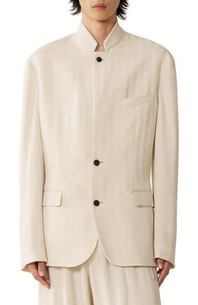 Lanvin Viscose Jacket With Stand-Up Collar in Milk at Nordstrom, Size 50 Eu