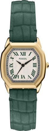 Fossil Harlow Croc Embossed Leather Strap Watch, 27mm in White/Green/Gold at Nordstrom