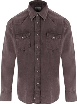 Alessandro Gherardi Ribbed Cotton Shirt - Heren - Spijkeroverhemden - Bruin - M - Katoen - Overhemden