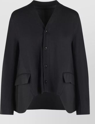 sacai cotton blend cardigan long sleeves v neck