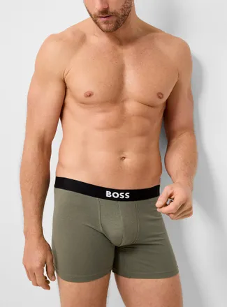 BOSS Mens 5 white-logo solid boxer brief Cotton