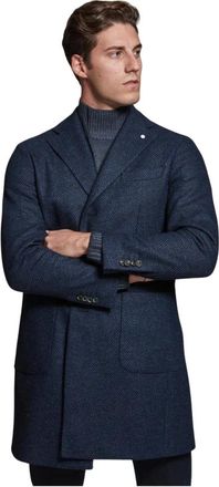 Luigi Bianchi Mantova Stijlvolle wollen jas - Heren - Mantel - Blauw - M - Wol - Jassen