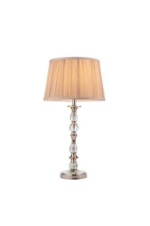 Netlighting Polina 1 Light Medium Table Lamp Polished Nickel Plate with Beige Shade E14