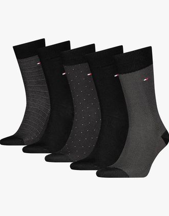 Tommy Hilfiger Mens Tommy Hilfiger 5 Pack Giftbox Herringbone Mens Socks Black - Size: 9/9.5/11/10.5/10/11.5/12