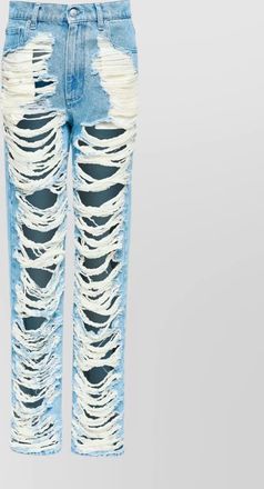 Maison Margiela high waist distressed denim cotton jeans