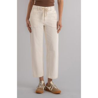 Kut from the Kloth Ashton Drawstring High Waist Crop Barrel Jeans in Ecru at Nordstrom, Size 18