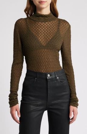 Frame Denim Mesh Turtleneck in Rich Military at Nordstrom Rack, Size X-Small