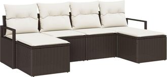 vidaXL Vidaxl - Garden Sofa Set with Cushion with Storage 6 pcs Brown, Cream