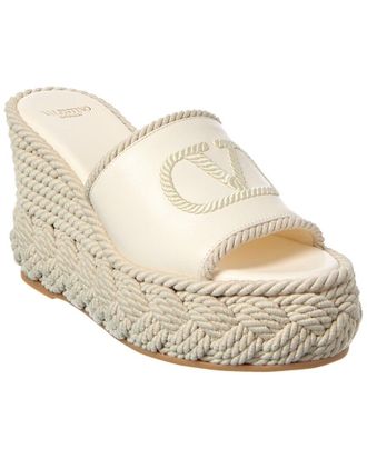 Valentino Vlogo Silk Torchon 100 Leather Wedge Sandal
