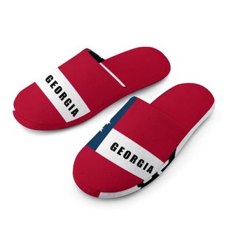 Generic Georgia State Flag U.S.A. Mens House Slippers Slip Indoor Slipper On Shoes Warm Outdoor