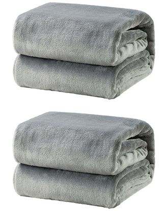 Luxury Home Luxurious Ultra-Soft Fleece Set Of 2 Throws