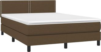 vidaXL Cama Box Spring Con Colch&oacute;n Tela Marr&oacute;n Oscuro 140x190 Cm Vidaxl