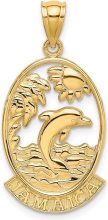 Diamond2Deal 14k Yellow Gold JAMAICA Dolphin Sunset Scene Charm