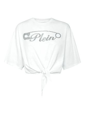 Philipp Plein cropped cotton t-shirt - women - Cotton - M - White