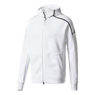 adidas Mens adidas Logo Knit White Hooded Jacket CD6277