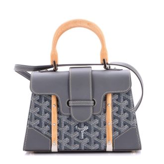 Goyard Structured Saigon Top Handle Bag Coated Canvas with Leather Mini
