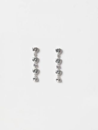 Self Portrait Heart-Shaped Brass Drop Earrings with Crystals