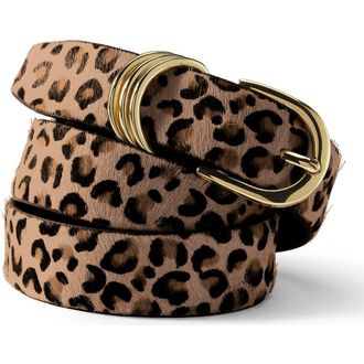 Lands End Nubuck Multi Keeper Belt in Brown Leopard at Nordstrom, Size X-Large