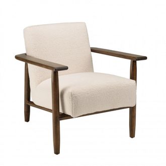 Macabane Sill&oacute;n de tejido crudo rizado, estructura de madera y reposabrazos