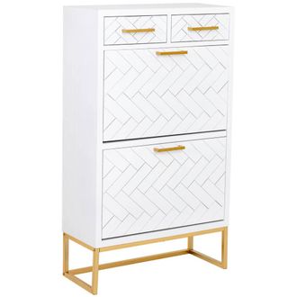 Wanderlust Deco Zapatero de 2 cajones y 2 puertas madera y metal 70x32x120