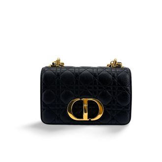Dior Caro Cannage Quilt Calfskin Black Leather Handbag (Pre-Owned)
