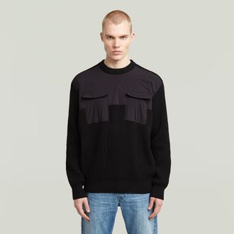 G-Star Woven Mix Gebreide Trui - Zwart - Heren