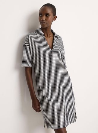 Miiyu Womens Striped terry Johnny collar nightgown