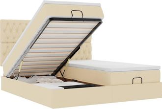vidaXL Vidaxl - Struttura Letto Pouf Con Materassi Crema 200x200 Cm In Tessuto
