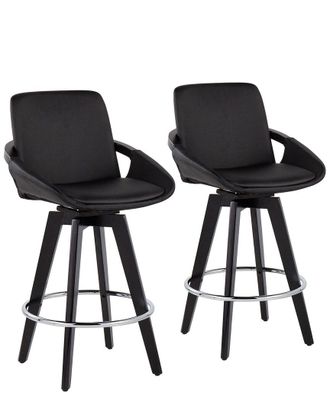 LumiSource Set Of 2 Cosmo Swivel Fixed-Height Counter Stools