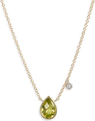 Meira T Peridot Pendant Necklace in Yellow at Nordstrom, Size 18