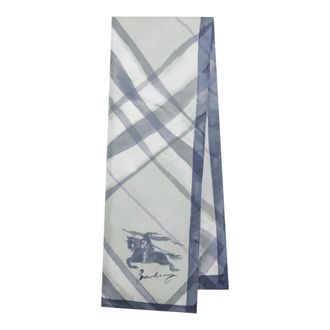 Burberry Silky Scarves, female, Green, Size: ONE SIZE Wide Watercolour Check Silk Scarf