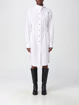 Vivienne Westwood Abito chemisier midi in cotone con logo Orb ricamato