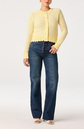 ASTR the Label Karly Open Stitch Cardigan in Off White Yellow at Nordstrom, Size X-Large