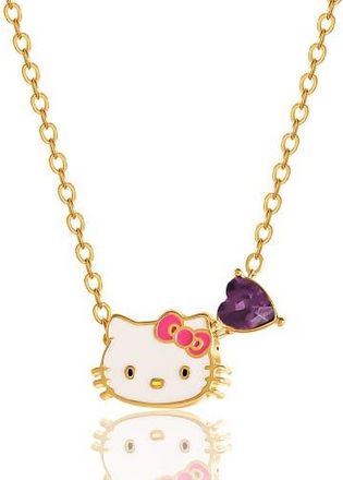 Hello Kitty Heart Birthstone Charm Necklace in Gold/Purple at Nordstrom