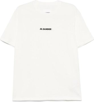 Jil Sander Porcelain Cotton Jersey Crewneck T-Shirt With Logo