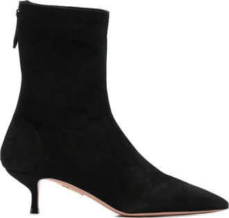 Aquazzura ankle pointed boots - women - Calf Suede/Calf Leather/Calf Leather - 38.5 - Black