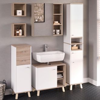 Vicco Conjunto De Muebles De Ba&ntilde;o Senyo, Blanco, 5 Piezas
