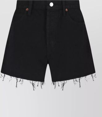 Re/Done straight shorts frayed hem pockets belt loops