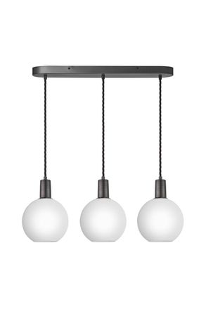 Industville Sleek Opal Glass Globe 3 Wire Oval Cluster Lights, 7 inch, White, Pewter holder
