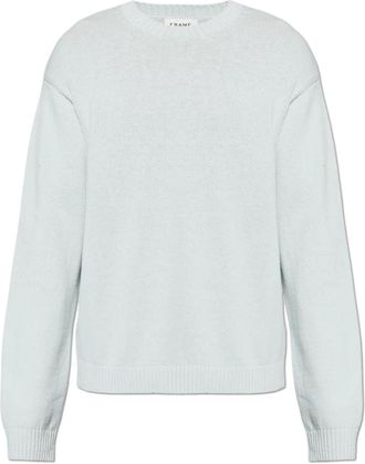 Frame Denim Sweater met Ronde Hals van Katoen en Zijde - Heren - Ronde hals truien - Blauw - M - Katoen - Truien & Vesten